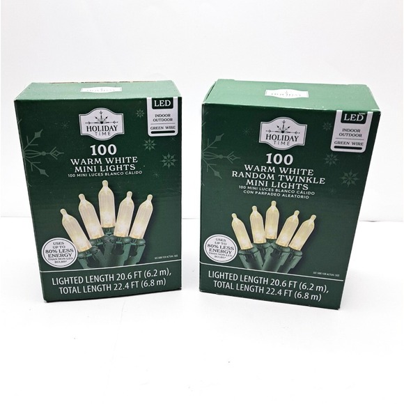 Holiday Time Other - Holiday Time 100 Warm White Mini Lights LED Indoor/Outdoor 22.4 ft Green Wire